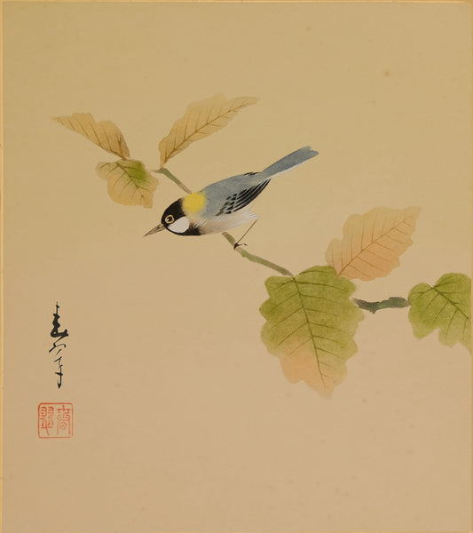 Kaligrafia "Ptaki i Liście" – styl sōsho, autor nieznany.